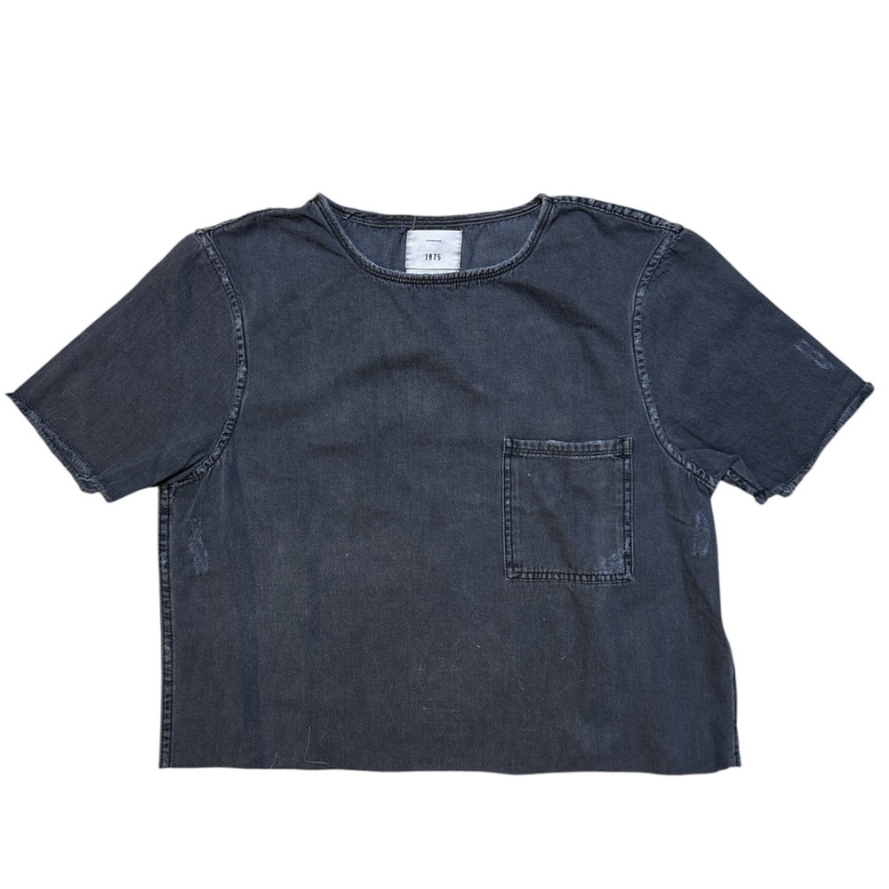 Zara 1975 Denim Distressed T-Shirt